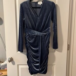 Crushed velvet ruched elegant dress